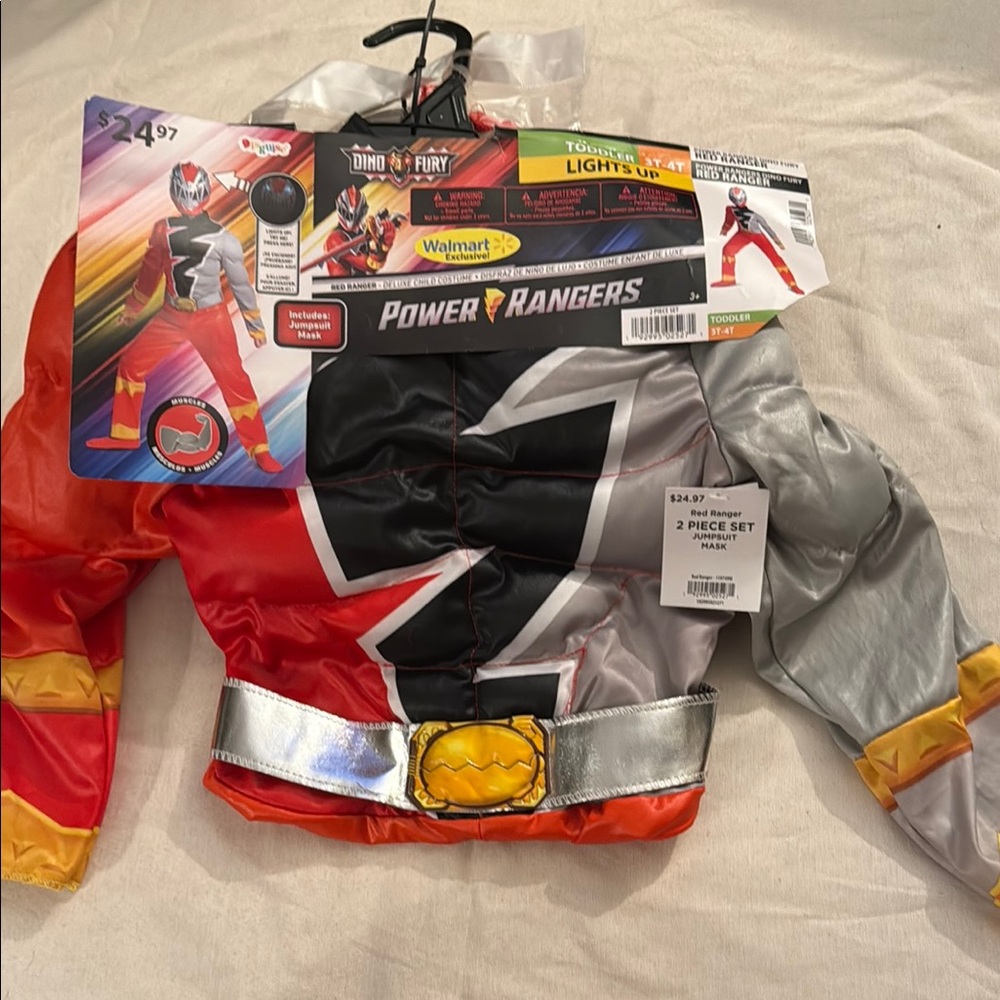 Power rangers Dino fury red rangers toddler 3t 4t lights up costume Walmart